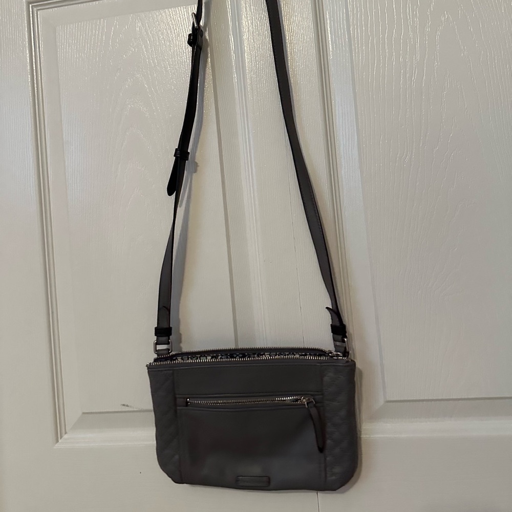 Vera Bradley Gray Leather Crossbody Purse
